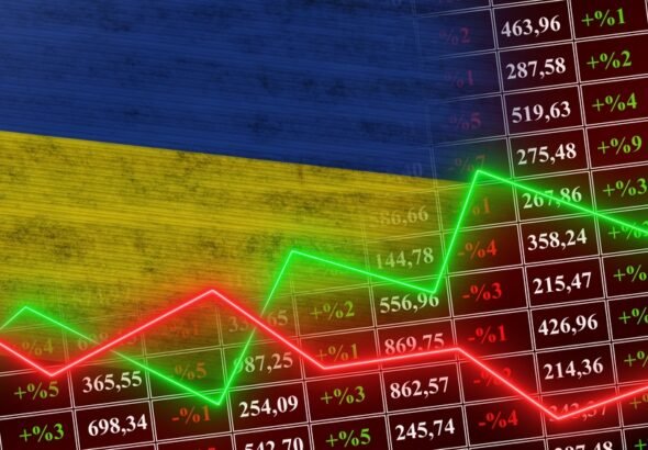 Ukraine,Flag,,Finance,,Financial,Chart,,Stock,Market,,Stock,Exchange,Graph,
